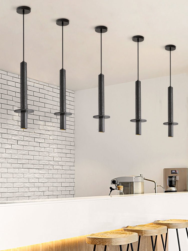 Nova Pendant Light in Black Travertine – Modern Minimalist Ceiling Lamp