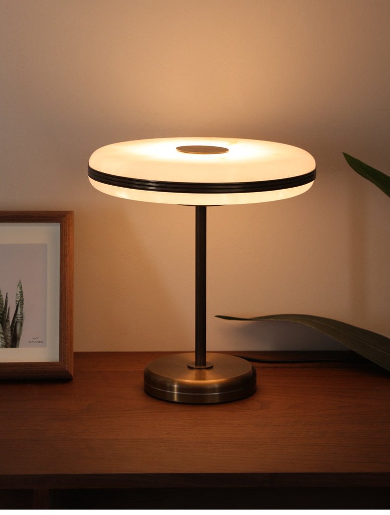 Nova Marlo Table Lamp – Modern Marble-Look LED Desk Light with Bronze Base