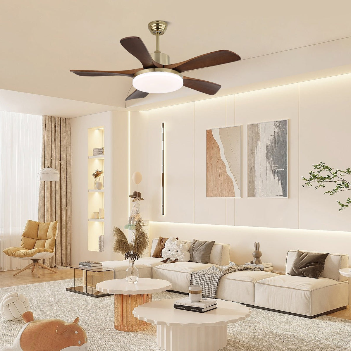 Nova Breeze Ceiling Fan Light with LED and Walnut Blades