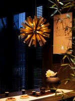 Nova Burst Wooden Chandelier – Modern Sculptural LED Pendant Light
