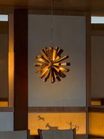 Nova Burst Wooden Chandelier – Modern Sculptural LED Pendant Light