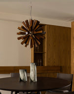 Nova Burst Wooden Chandelier – Modern Sculptural LED Pendant Light
