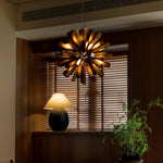 Nova Burst Wooden Chandelier – Modern Sculptural LED Pendant Light