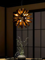 Nova Burst Wooden Chandelier – Modern Sculptural LED Pendant Light