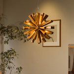Nova Burst Wooden Chandelier – Modern Sculptural LED Pendant Light