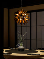 Nova Burst Wooden Chandelier – Modern Sculptural LED Pendant Light
