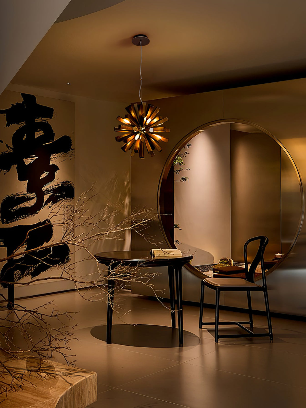 Nova Burst Wooden Chandelier – Modern Sculptural LED Pendant Light