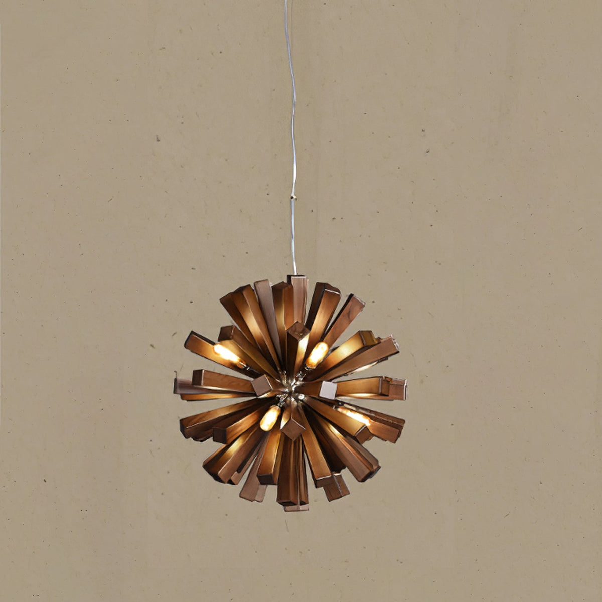 Nova Burst Wooden Chandelier – Modern Sculptural LED Pendant Light