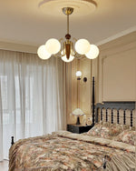 Nova Grove Chandelier – Modern Glass and Walnut Pendant Light