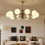 Nova Grove Chandelier – Modern Glass and Walnut Pendant Light