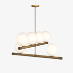 Nova Linear Chandelier – Modern Brass & Glass Pendant Light for Dining Room