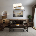 Nova Linear Chandelier – Modern Brass & Glass Pendant Light for Dining Room
