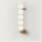 Nova Marble Wall Sconce with Brass Accents and Opal Glass Globes