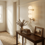 Nova Marble Wall Sconce with Brass Accents and Opal Glass Globes