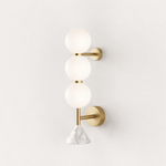 Nova Marble Wall Sconce with Brass Accents and Opal Glass Globes
