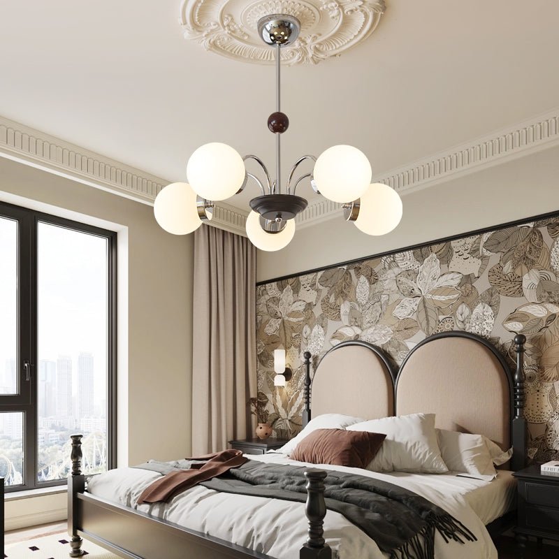 Novara Modern Glass Chandelier with Iron Frame for Dining Room and Living Room