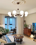 Novara Modern Glass Chandelier with Iron Frame for Dining Room and Living Room