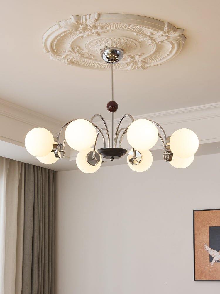 Novara Modern Glass Chandelier with Iron Frame for Dining Room and Living Room