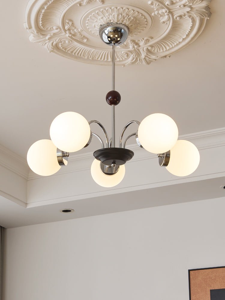 Novara Modern Glass Chandelier with Iron Frame for Dining Room and Living Room
