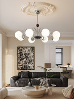 Novara Modern Glass Chandelier with Iron Frame for Dining Room and Living Room
