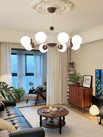Novara Modern Glass Chandelier with Iron Frame for Dining Room and Living Room