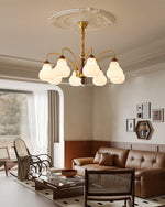 Novelle Chandelier — Modern Glass and Walnut Wood Pendant Light for Dining Room and Living Room