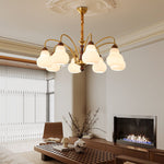 Novelle Chandelier — Modern Glass and Walnut Wood Pendant Light for Dining Room and Living Room