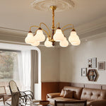Novelle Chandelier — Modern Glass and Walnut Wood Pendant Light for Dining Room and Living Room