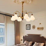 Novelle Chandelier — Modern Glass and Walnut Wood Pendant Light for Dining Room and Living Room