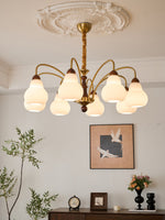 Novelle Chandelier — Modern Glass and Walnut Wood Pendant Light for Dining Room and Living Room