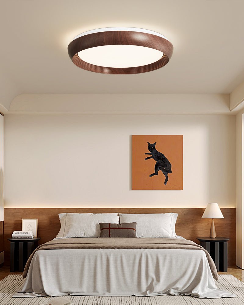 Novera Grain Ring Ceiling Light – Modern Wood Finish LED Flush Mount