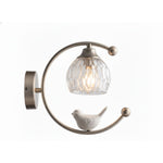 Nuvia Bird Wall Sconce in Brass and Glass | Designer Bedroom Lighting