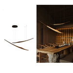 Skytrace Sculptural Wood LED Pendant Light, Modern Linear Chandelier