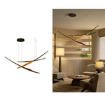 Skytrace Sculptural Wood LED Pendant Light, Modern Linear Chandelier