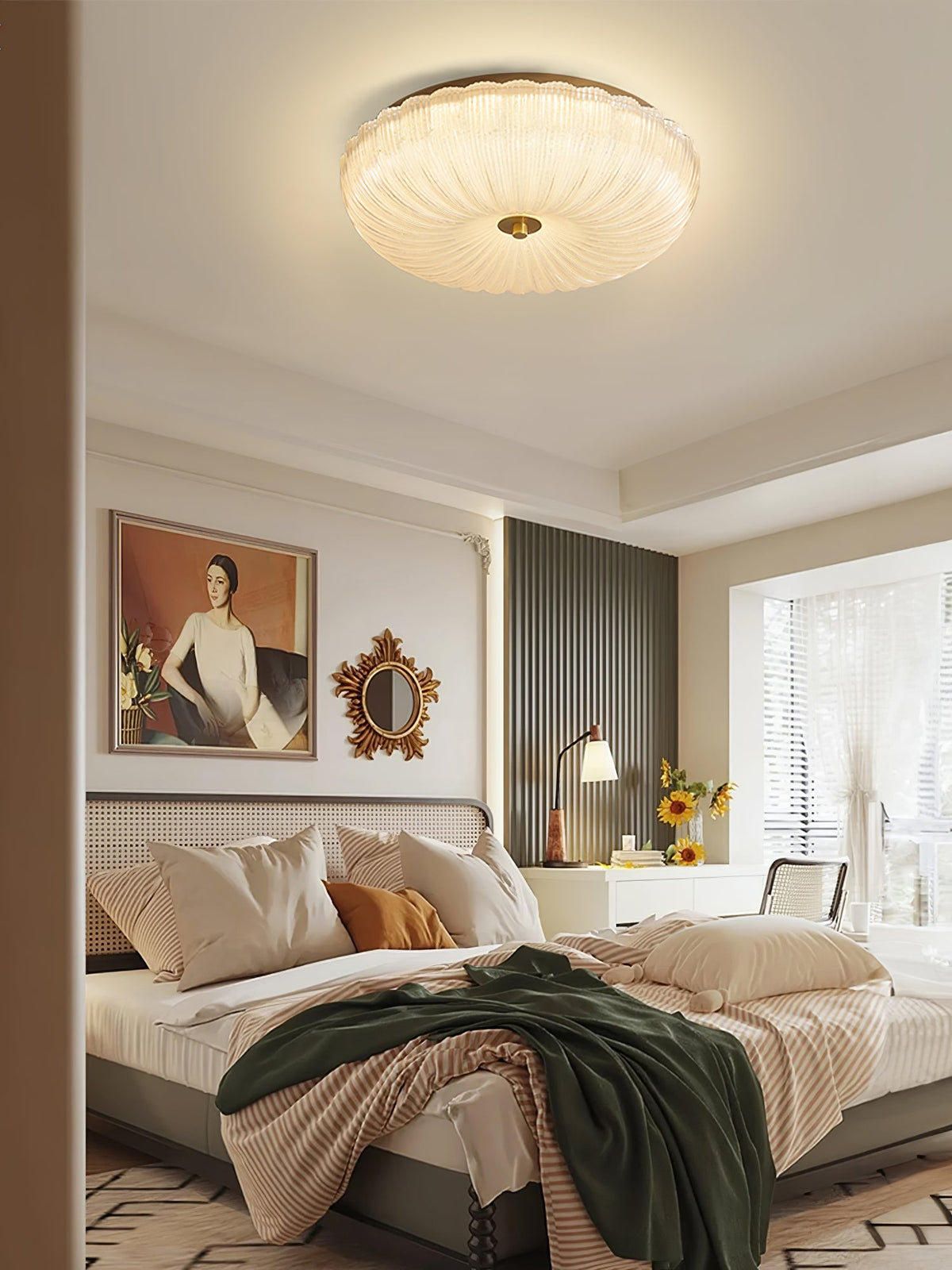 Ripple Glass Ceiling Light – Modern Flush Mount LED Fixture in Gold