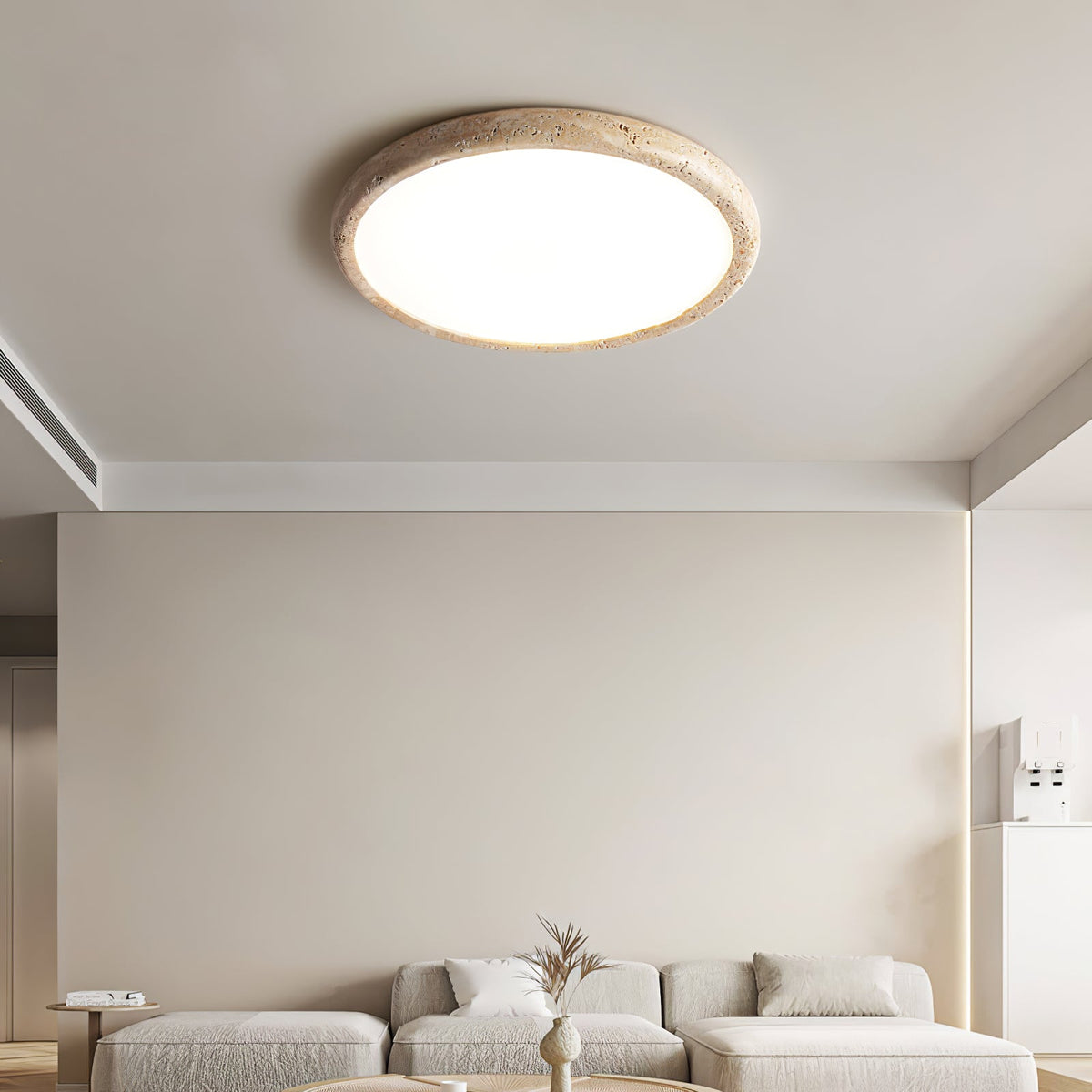 Solis Horizon Ceiling Light in Yellow Travertine | Modern Flush Mount LED