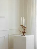 Botanical Bloom Antique Brass Candle Holder Sculptural Table Decor