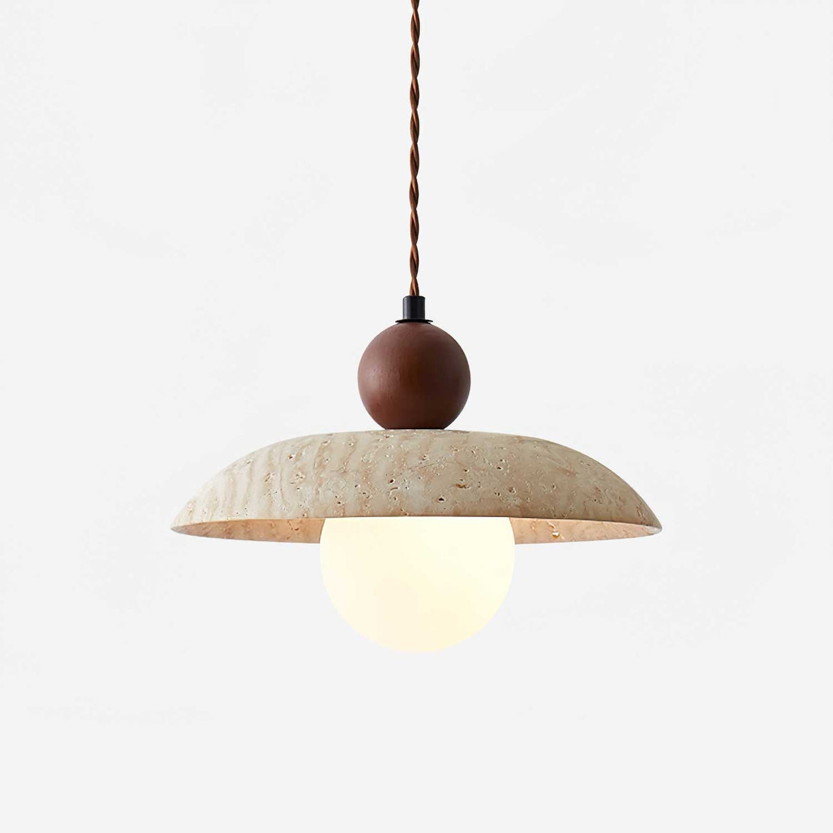Soluna Travertine Pendant Light – Handcrafted Natural Stone Hanging Lamp