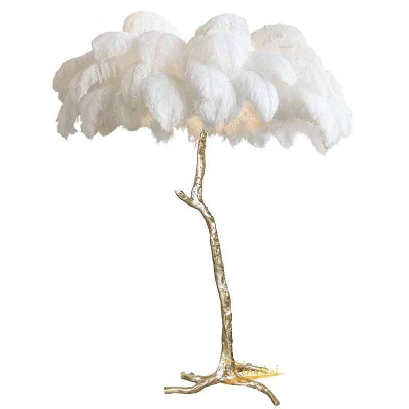 Ins Style Feather Decorated Floor Lamp