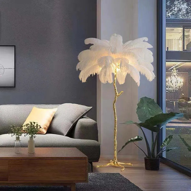 Ins Style Feather Decorated Floor Lamp
