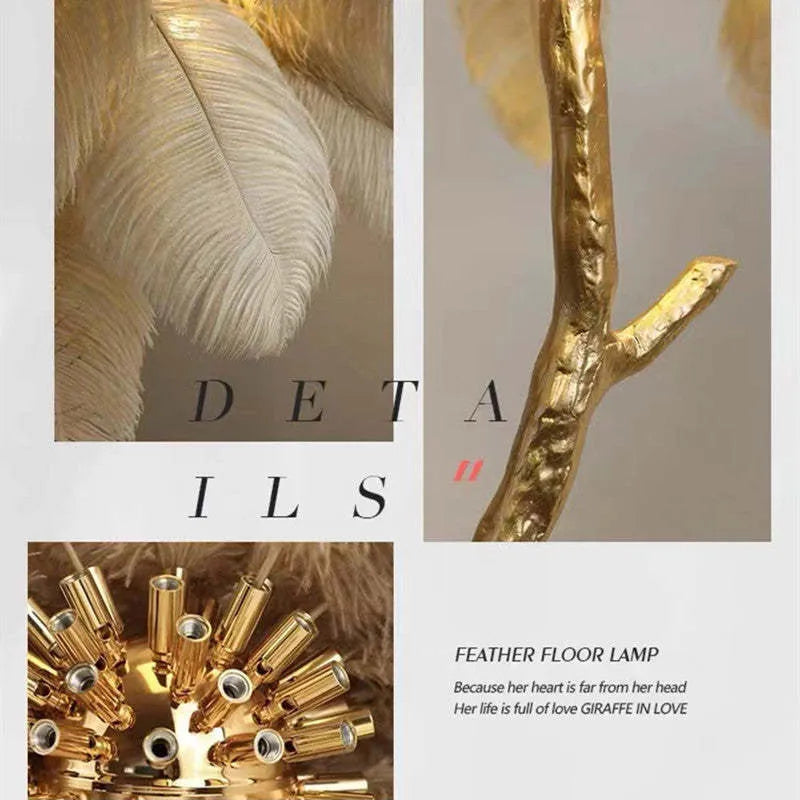 Ins Style Feather Decorated Floor Lamp