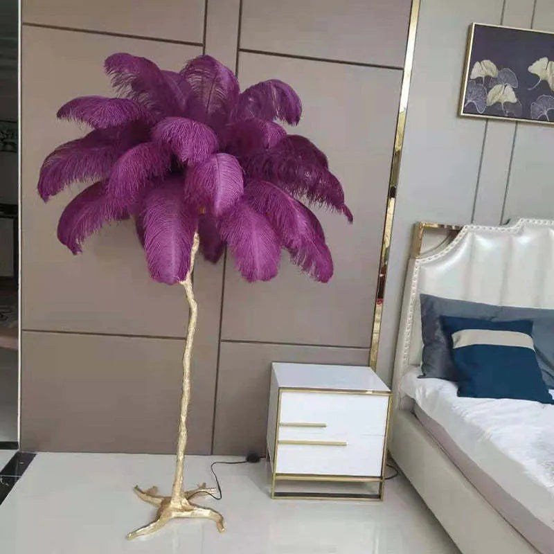 Ins Style Feather Decorated Floor Lamp