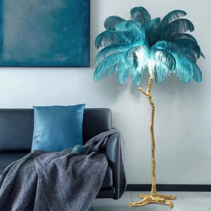 Ins Style Feather Decorated Floor Lamp