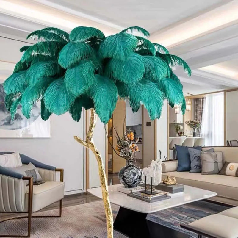 Ins Style Feather Decorated Floor Lamp