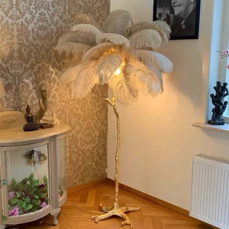 Ins Style Feather Decorated Floor Lamp