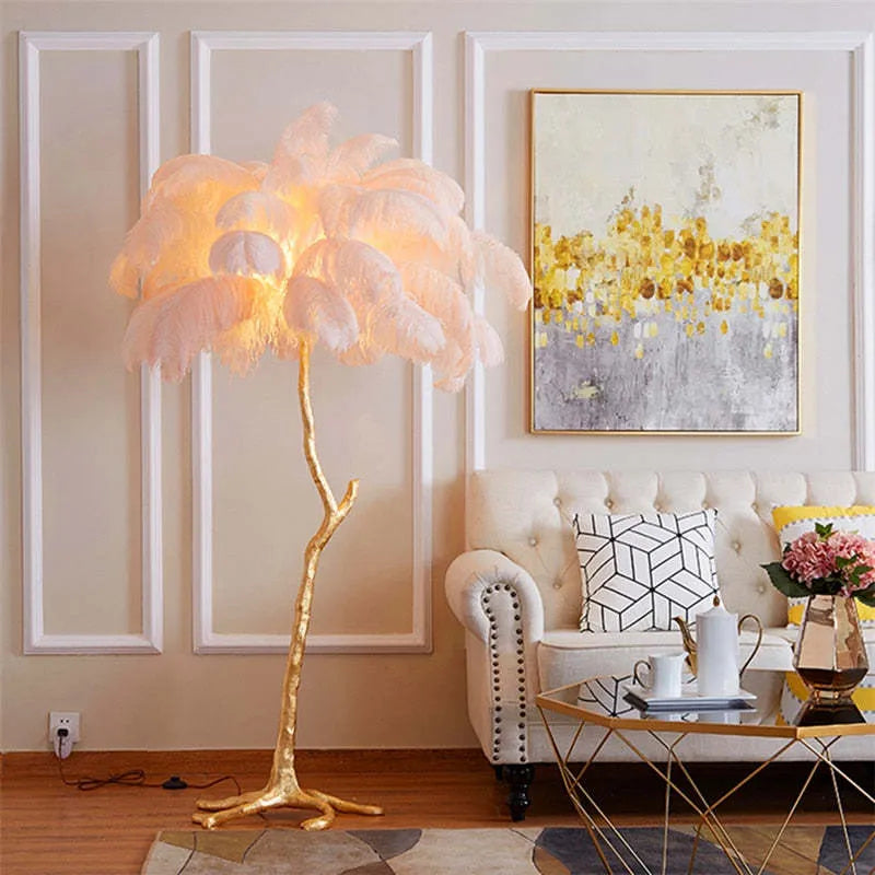 Ins Style Feather Decorated Floor Lamp