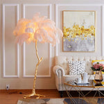 Ins Style Feather Decorated Floor Lamp