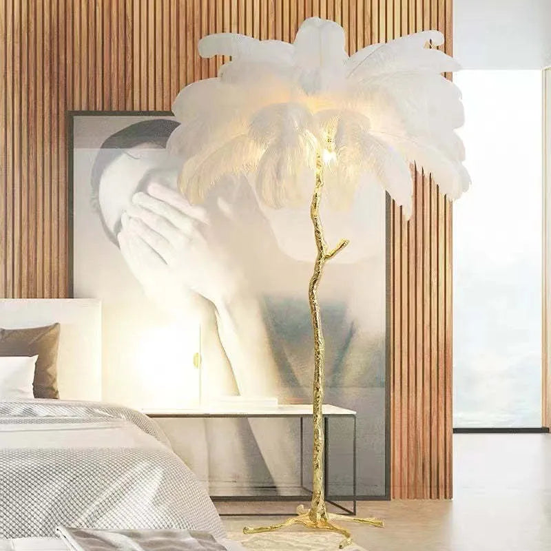 Ins Style Feather Decorated Floor Lamp