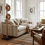 Arbor Twin Disc Floor Lamp — Sculptural Wooden Designer Floor Light