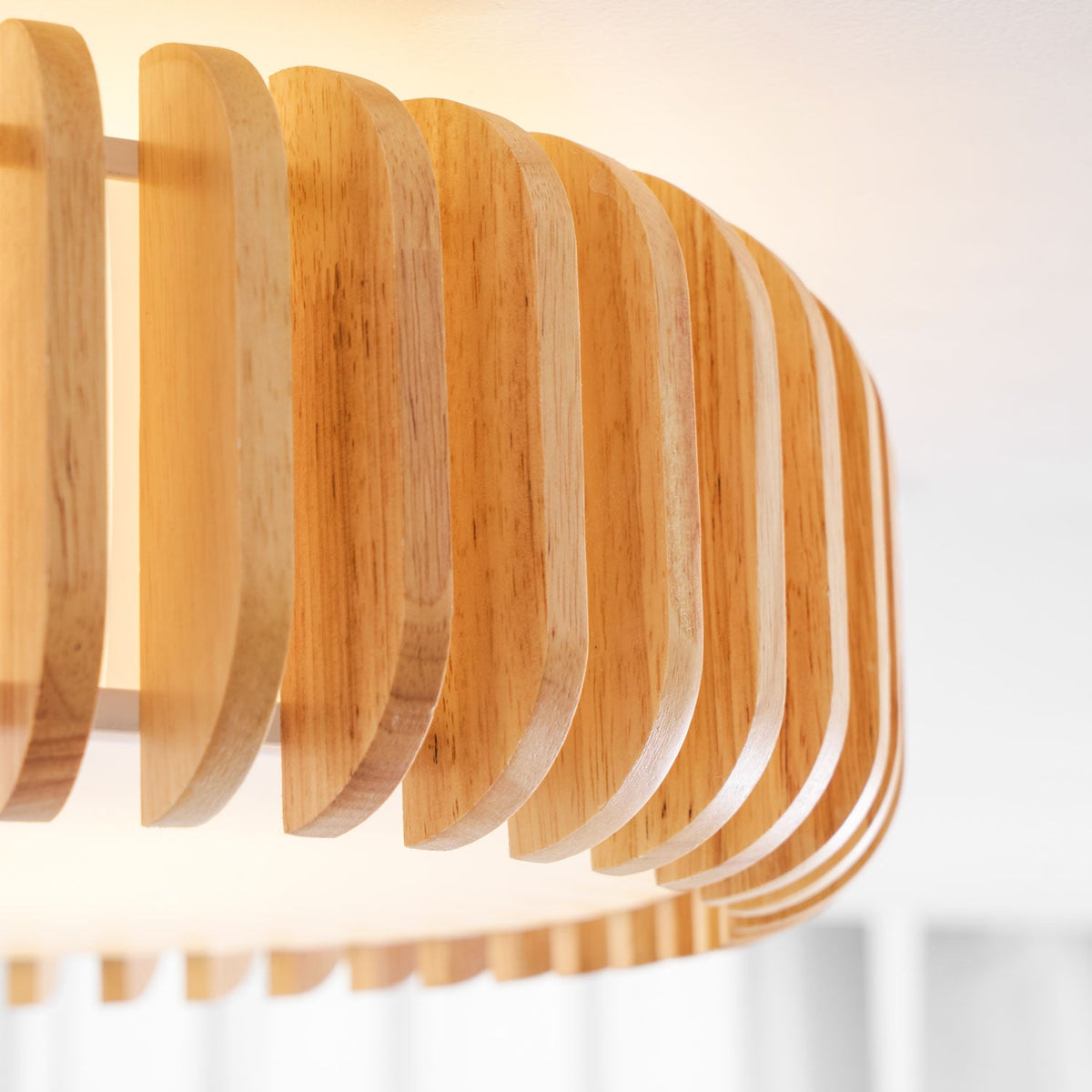 Oakflare Wood Slatted Ceiling Light – Modern Warm LED Flush Mount